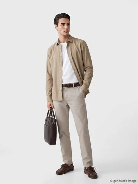 LCWAIKIKI Classic Bej Standart Kalıp Erkek Chino Pantolon ürün görseli 1