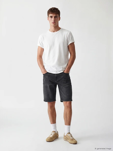 LCW Jeans Antrasit Regular Fit Erkek Jean Şort ürün görseli 1