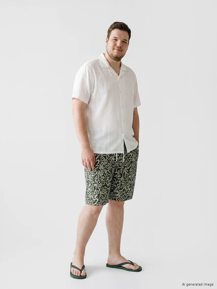 LCW SWIMWEAR Haki Kısa Boy Desenli Erkek Deniz Şortu ürün görseli 1