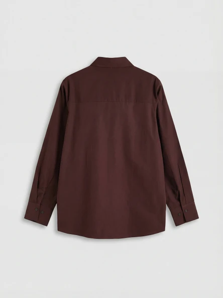 LCW STUDIO Bordo Oversize Poplin Kadın Gömlek - Resim 5