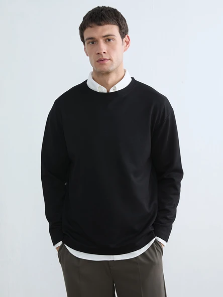 LCW Vision Siyah Bisiklet Yaka Erkek Sweatshirt ürün görseli 1