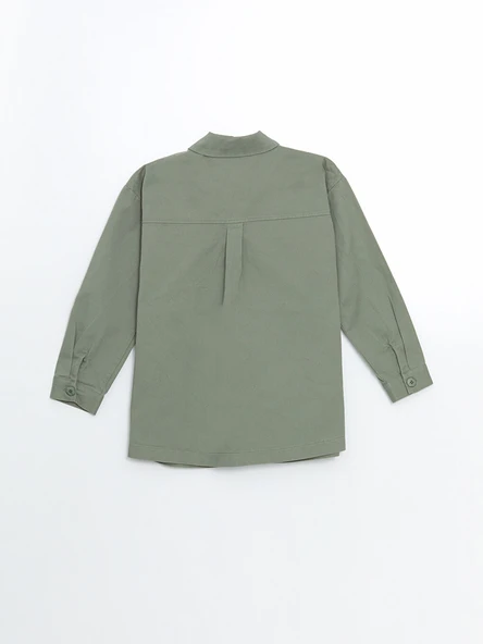 LCW Modest Yeşil Oversize Kadın Gömlek Tunik - Resim 6