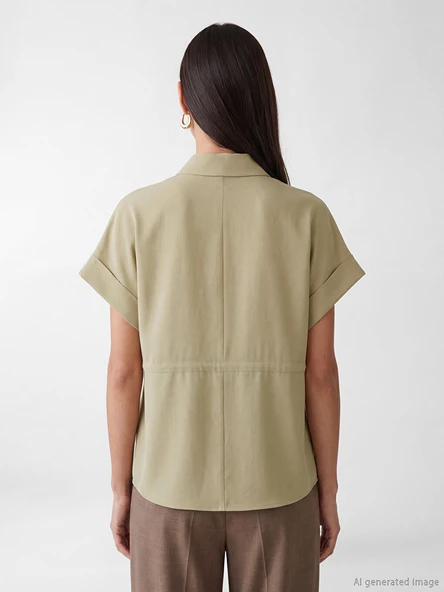 LCW EVERYDAY Yeşil Oversize Kadın Gömlek - Resim 4