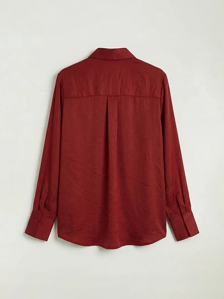 LCW STUDIO Bordo Oversize Kadın Gömlek - Resim 7