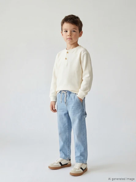 LCW Kids İndigo Beli Lastikli Erkek Çocuk Jean Pantolon ürün görseli 1