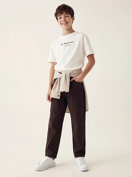 LCW Kids Kahverengi Regular Fit Erkek Çocuk Gabardin Pantolon ürün görseli 1