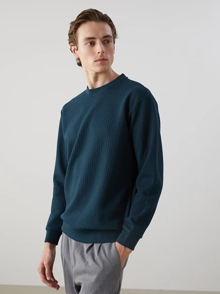 LCW Vision Petrol Bisiklet Yaka Uzun Kollu Erkek Sweatshirt ürün görseli 1