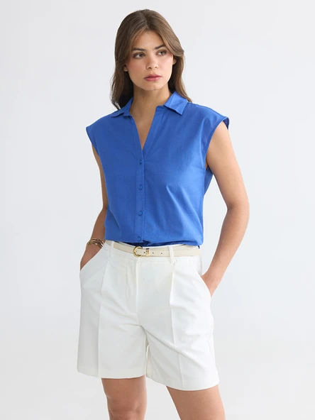 LCW EVERYDAY Mavi Regular Fit Kadın Gömlek ürün görseli 1