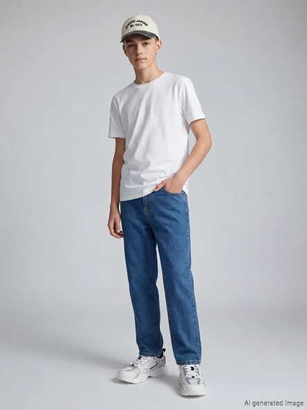 LCW Kids İndigo Loose Fit Erkek Çocuk Jean Pantolon ürün görseli 1