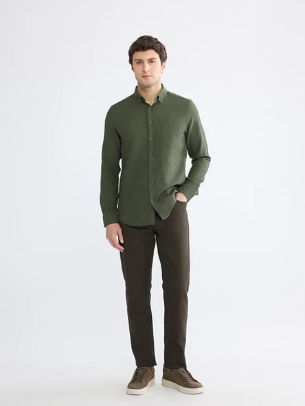 LCWAIKIKI Classic Haki Dar Kalıp Gabardin Erkek Chino Pantolon ürün görseli 1