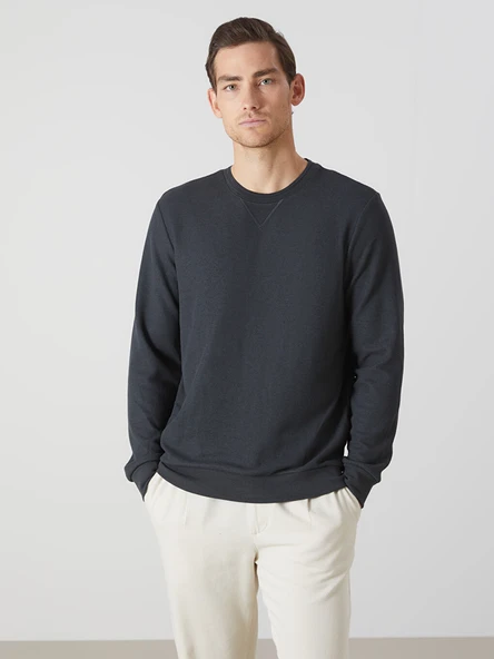 LCWAIKIKI Classic Antrasit Bisiklet Yaka Uzun Kollu Erkek Sweatshirt ürün görseli 1