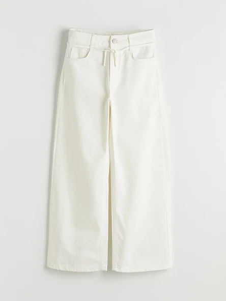 LCW Kids Beyaz Wideleg Kız Çocuk Gabardin Pantolon ürün görseli 1
