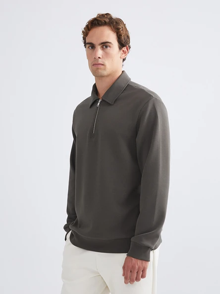 LCW Vision Haki Polo Yaka Erkek Sweatshirt ürün görseli 1