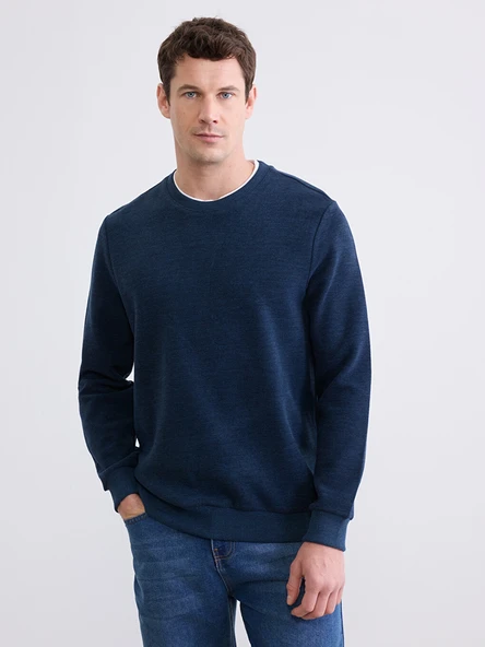 LCWAIKIKI Classic Lacivert Bisiklet Yaka Erkek Sweatshirt ürün görseli 1