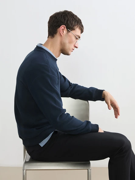 LCW Vision Lacivert Bisiklet Yaka Erkek Sweatshirt ürün görseli 1