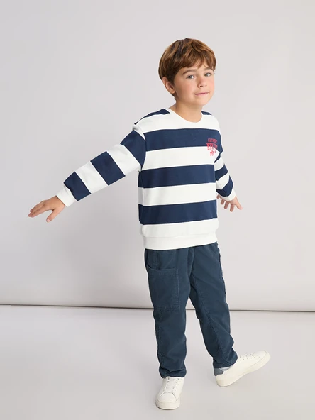 LCW Kids Lacivert Beli Lastikli Erkek Çocuk Kadife Kargo Pantolon ürün görseli 1