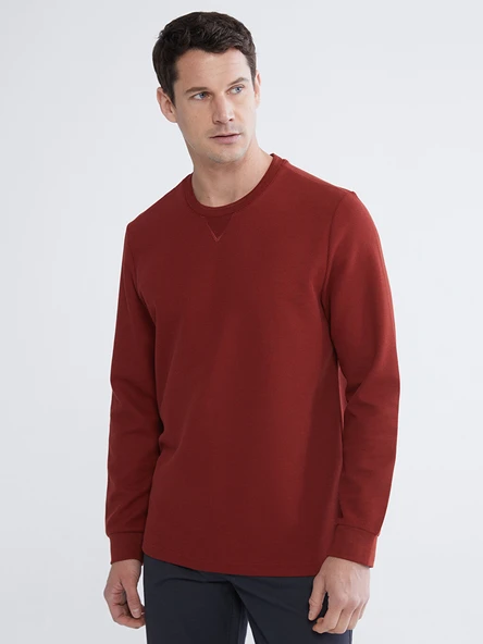 LCWAIKIKI Classic Kahverengi Bisiklet Yaka Erkek Sweatshirt ürün görseli 1