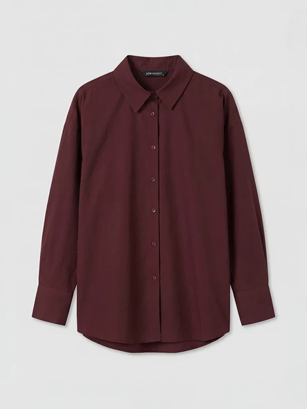 LCW Modest Bordo Kadın Gömlek Tunik - Resim 5