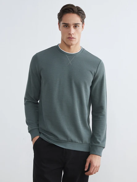 LCWAIKIKI Classic Yeşil Bisiklet Yaka Erkek Sweatshirt ürün görseli 1
