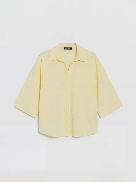 LCW Vision Sarı Oversize Poplin Kadın Gömlek - Resim 5