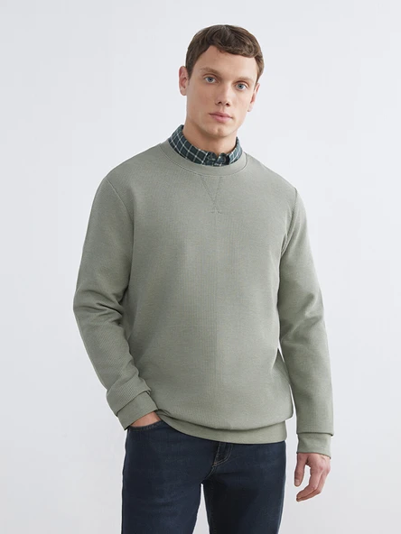LCWAIKIKI Classic Yeşil Bisiklet Yaka Erkek Sweatshirt ürün görseli 1