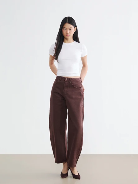 LCW Jeans Bordo Barrel Fit Kadın Jean Pantolon ürün görseli 1