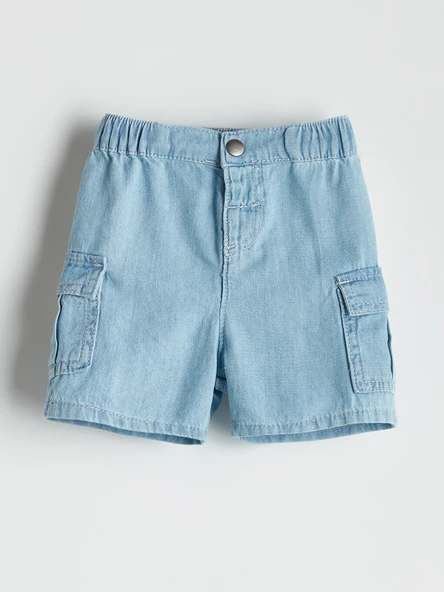 LCW baby İndigo Beli Lastikli Erkek Bebek Jean Şort ürün görseli 1