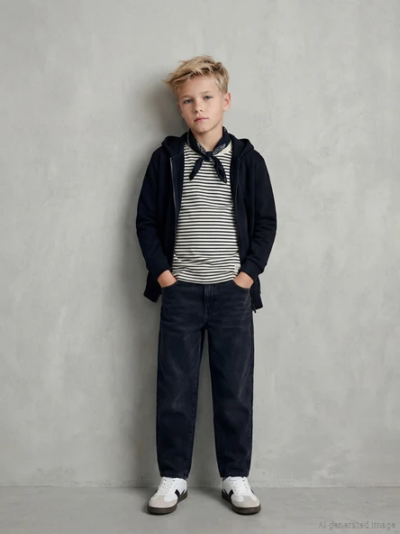 LCW Kids Siyah Baggy Fit Erkek Çocuk Jean Pantolon ürün görseli 1