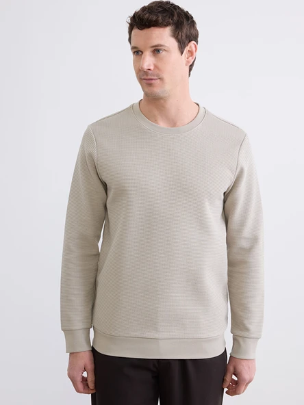 LCWAIKIKI Classic Gri Bisiklet Yaka Erkek Sweatshirt ürün görseli 1