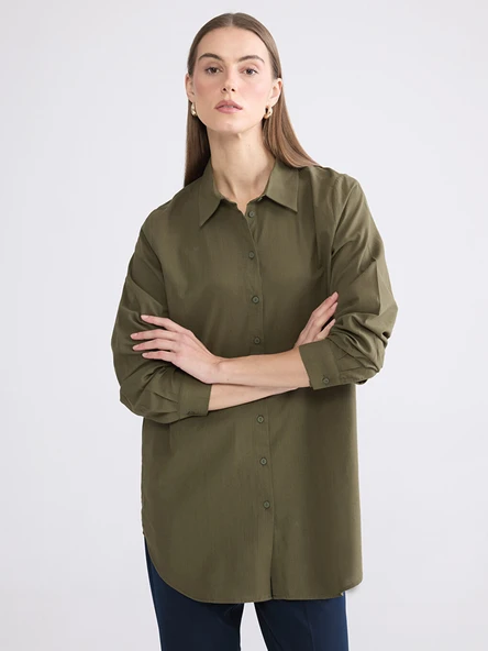 LCW EVERYDAY Haki Regular Fit Kadın Gömlek Tunik ürün görseli 1
