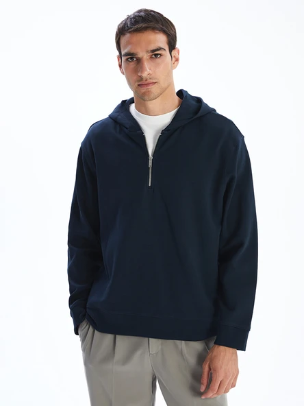 LCW Vision İndigo Uzun Kollu Erkek Hoodie ürün görseli 1