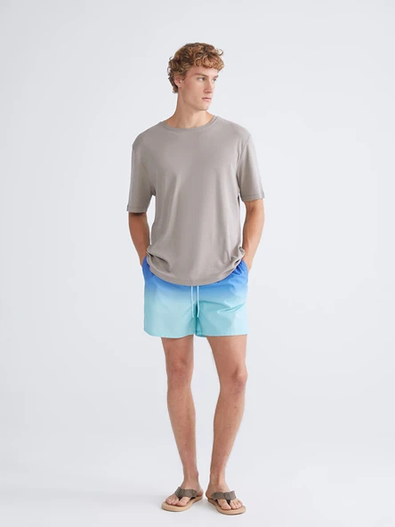 LCW SWIMWEAR Mavi Kısa Boy Desenli Erkek Deniz Şortu ürün görseli 1