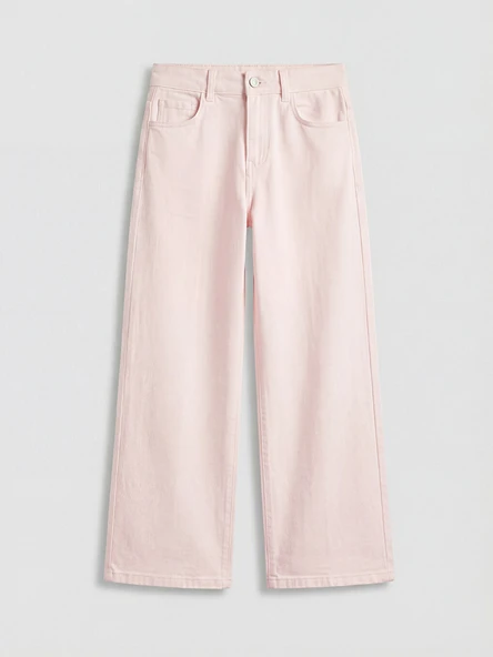 LC WAIKIKI Pembe Wideleg Kız Çocuk Gabardin Pantolon ürün görseli 1