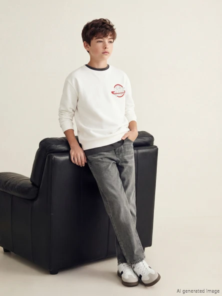 LCW Kids Antrasit Baggy Fit Erkek Çocuk Jean Pantolon ürün görseli 1