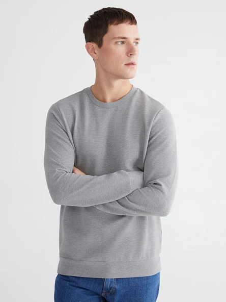 LCWAIKIKI Classic Gri Bisiklet Yaka Erkek Sweatshirt ürün görseli 1