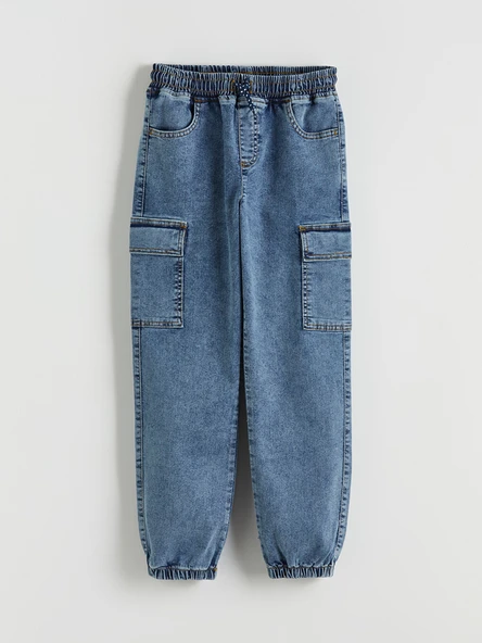 LCW Kids İndigo Erkek Çocuk Kargo Jean Pantolon ürün görseli 1