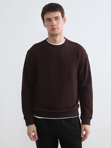 LCW Vision Kahverengi Bisiklet Yaka Erkek Sweatshirt ürün görseli 1