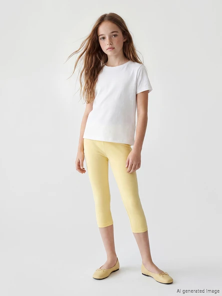 LCW Kids Sarı Beli Lastikli Kız Çocuk Tayt ürün görseli 1