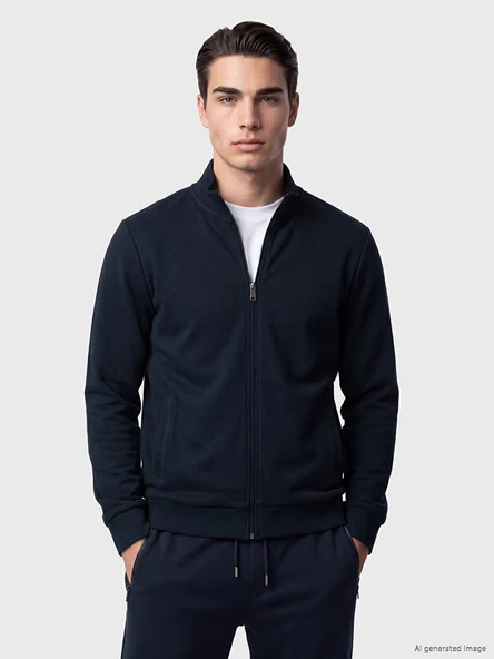 LCWAIKIKI Classic Lacivert Dik Yaka Erkek Fermuarlı Sweatshirt ürün görseli 1