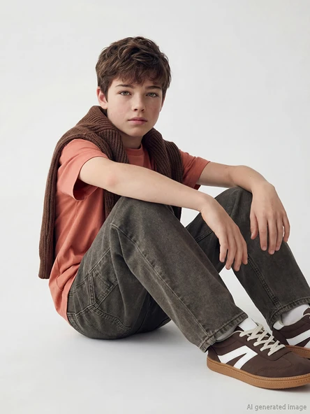 LCW Kids Kahverengi Loose Fit Erkek Çocuk Jean Pantolon ürün görseli 1