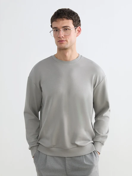 LCW Vision Gri Bisiklet Yaka Erkek Sweatshirt ürün görseli 1