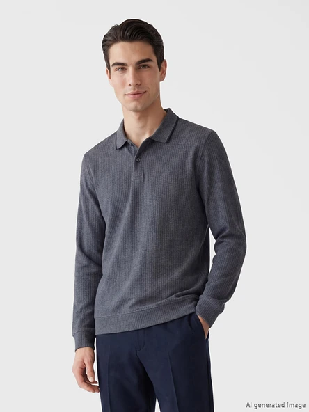 LCWAIKIKI Classic Lacivert Polo Yaka Erkek Sweatshirt ürün görseli 1