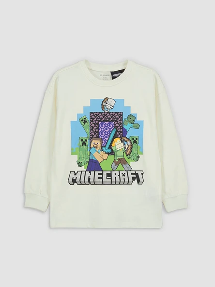 LCW Kids Bej Minecraft Baskılı Erkek Çocuk Tişört ürün görseli 1