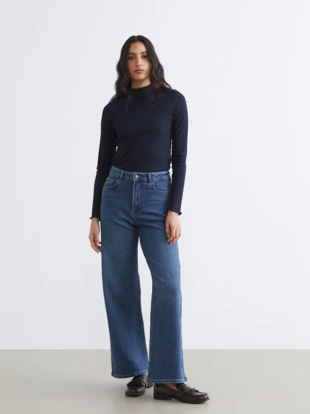 LCW Modest İndigo Wideleg Kadın Jean Pantolon ürün görseli 1
