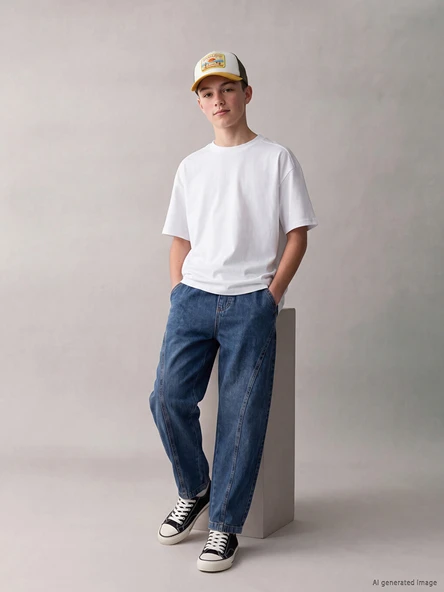 LCW Kids İndigo Barrel Fit Erkek Çocuk Jean Pantolon ürün görseli 1