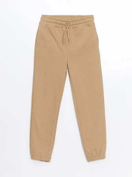 LCW Kids Bej Beli Lastikli Kız Çocuk Jogger Eşofman Altı ürün görseli 1