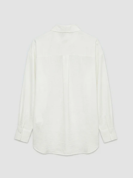 LCW Modest Ekru Oversize Kadın Gömlek Tunik - Resim 6