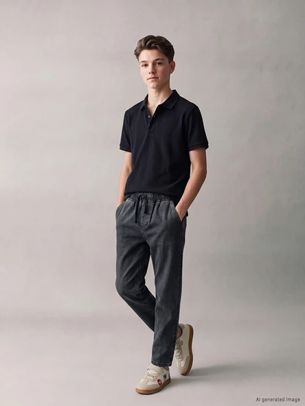 LCW Kids Antrasit Loose Fit Erkek Çocuk Jean Pantolon ürün görseli 1