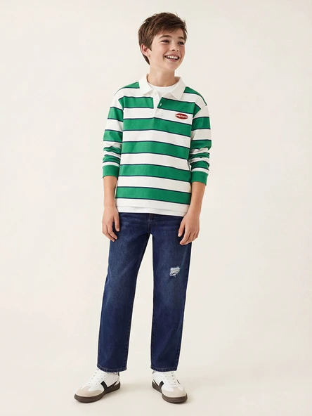 LCW Kids İndigo Yırtık Detaylı Erkek Çocuk Jean Pantolon ürün görseli 1