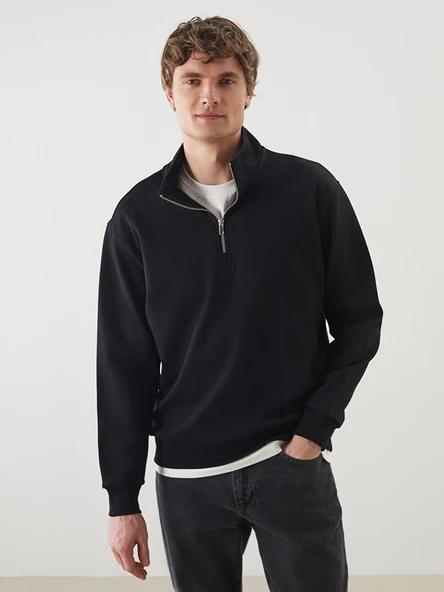 LCW Vision Siyah Dik Yaka Erkek Sweatshirt ürün görseli 1